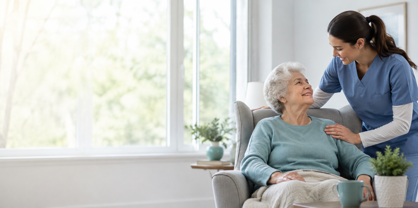 Caregiver assisting a senior at home